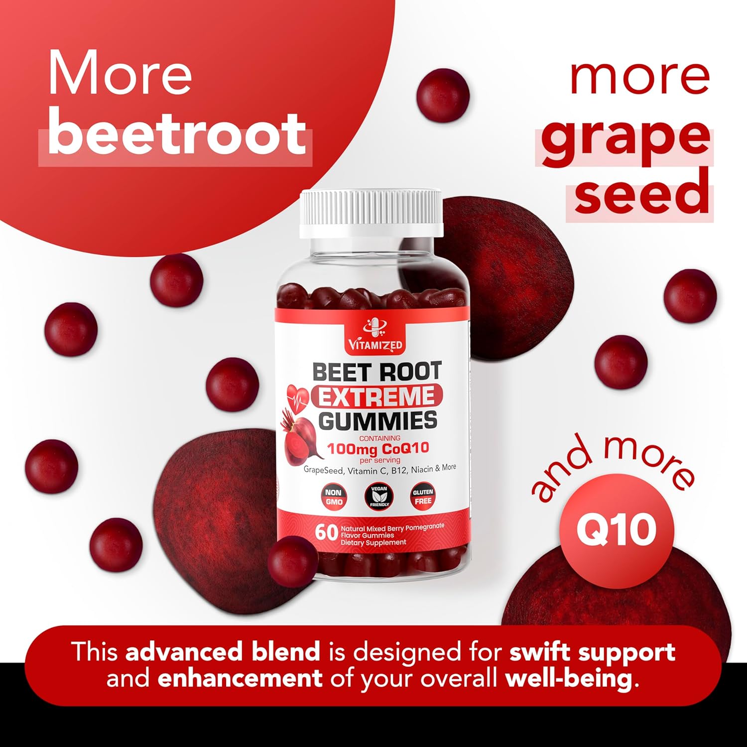 Beet Root Extreme Gummies with CoQ10, 60 Count